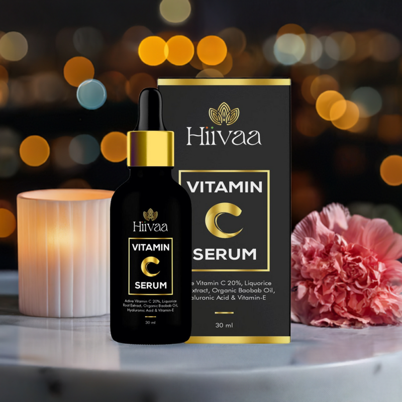 Vitamin C 20% serum with added Liquorice root extract, organic baobab oil, Vitamin E and Hyaluronic acid
