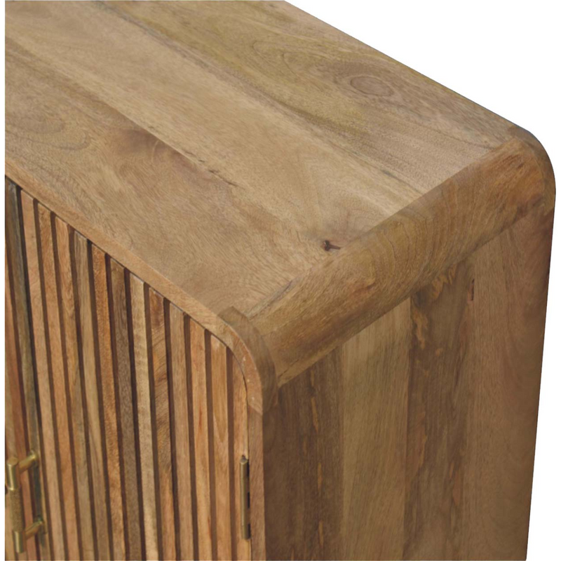 Artisan Furniture Solid Wood T-bar Ridged Cabinet, Light Brown, 2 Doors