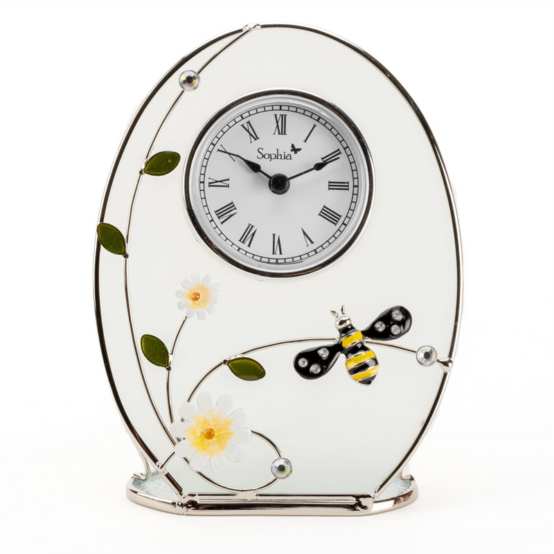 Wm.Widdop Sophia Classic Glass & Wire Bumble Bee Mantel Clock