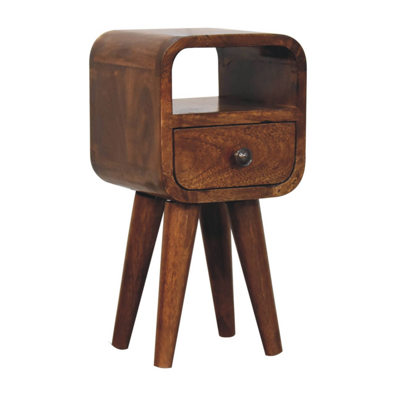 Artisan Furniture Solid Wood Extra Mini Chestnut Curve Open Slot Bedside