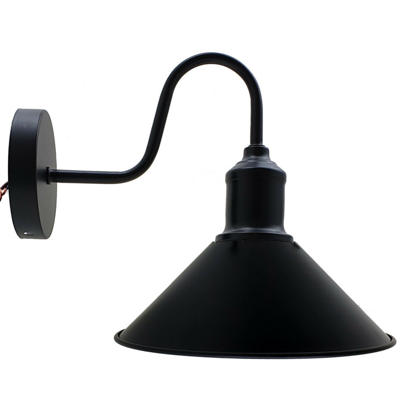 Black Vintage Industrial E27 Wall Sconce with Swan Neck Wall Light  ~2484