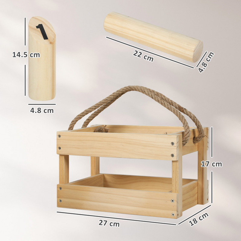 SPORTNOW Molkky Game, Wooden Skittles Throwing Game with Carrying Box