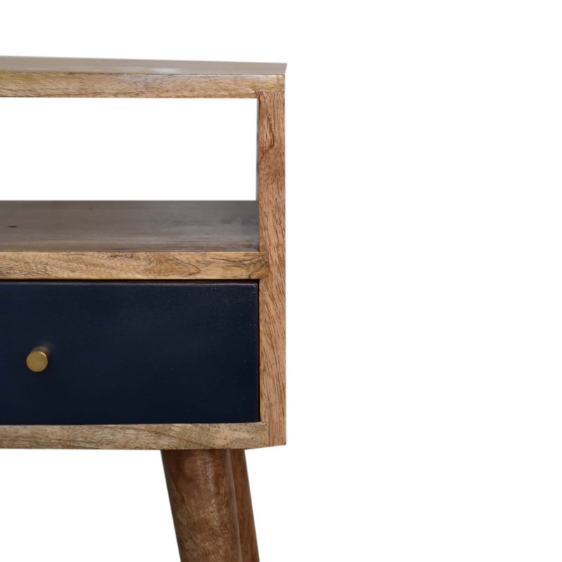 Artisan Furniture Solid Wood Mini Navy Blue Hand Painted Bedside