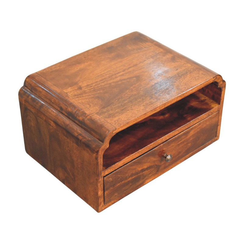 Artisan Furniture Solid Wood Avora Wall-Mounted Chestnut Bedside, 1 Drawer & 1 Shelf, Brown