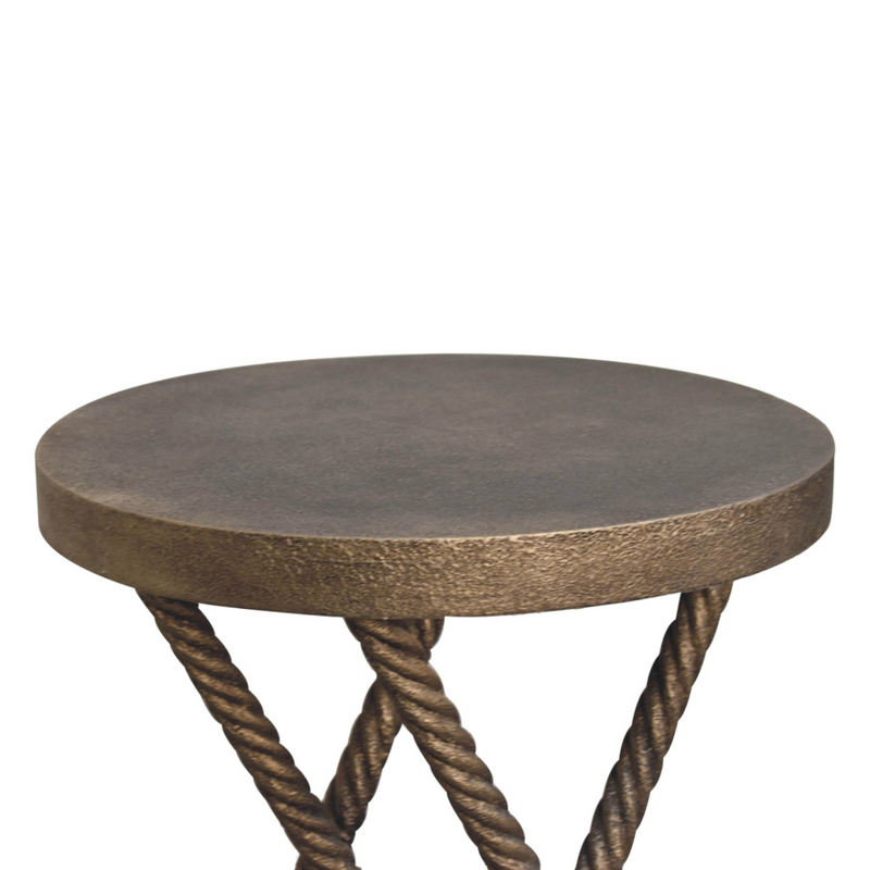 Artisan Furniture Solid Wood Metallic Rope Side Table