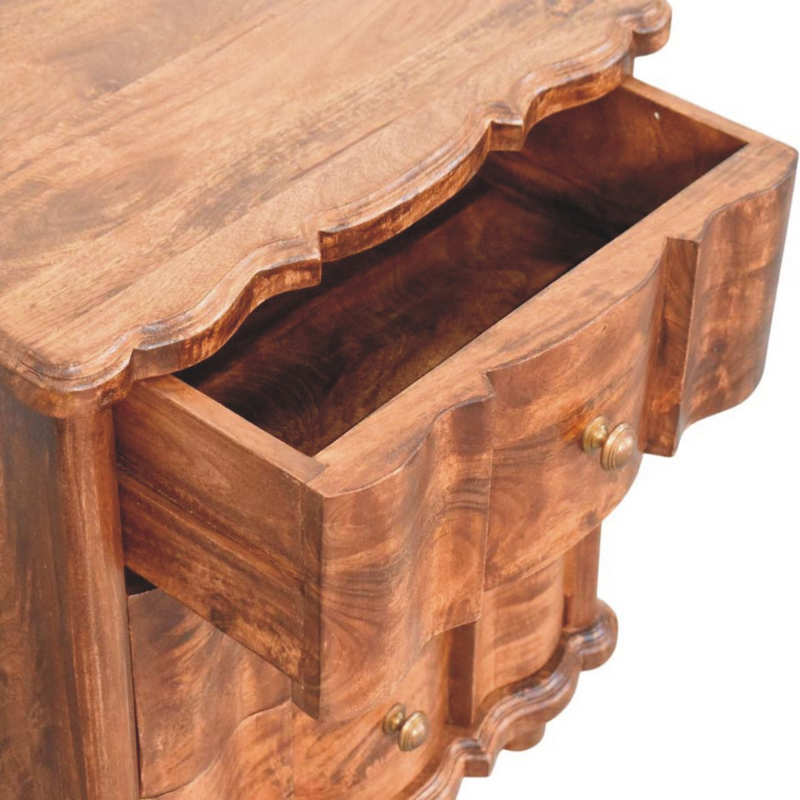 Artisan Furniture Solid Wood Valencia Bedside, 3 Drawers, Brown