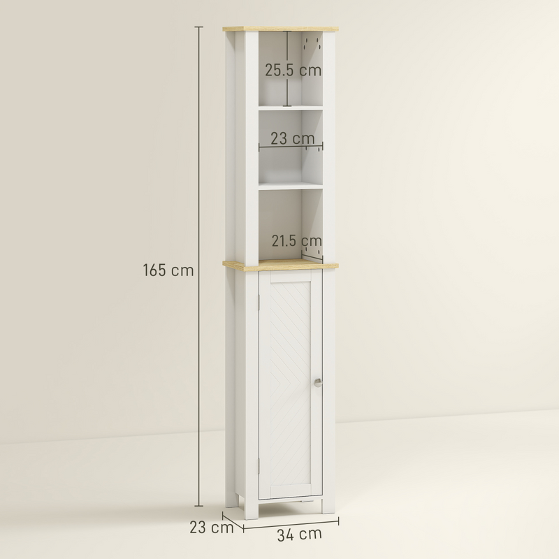 kleankin Slim Bathroom Storage Unit with Open Compartment, White