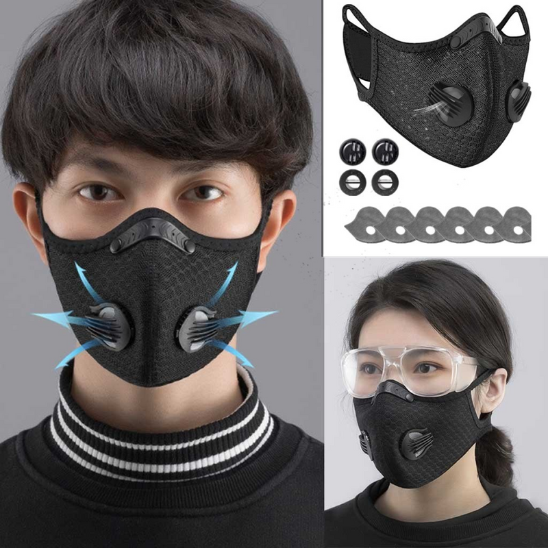 2 Pack Reusable Half Face Cover Mask w/ Filter Cycling Outdoor Sport Face Mask