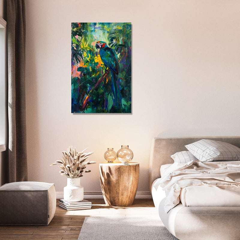 Parrot on Branch Canvas