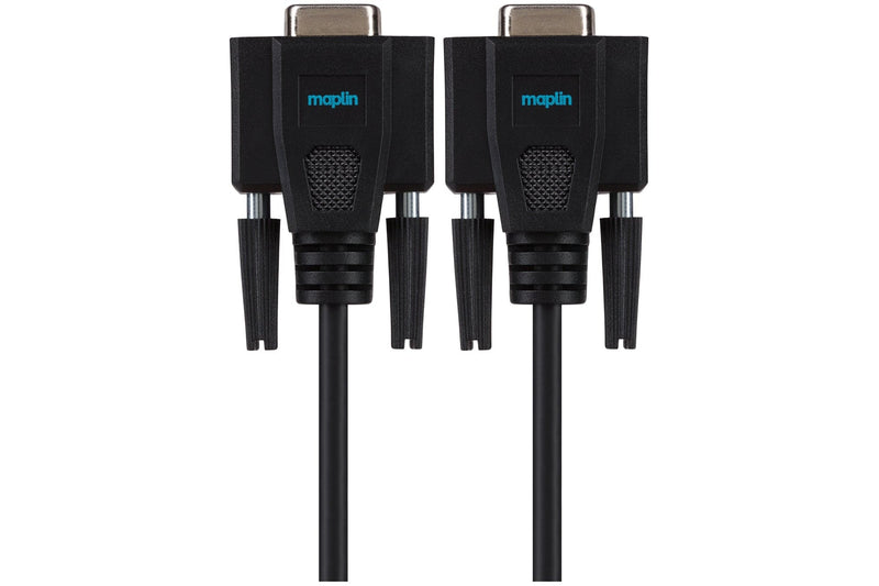 Maplin Premium Serial RS232 Null Modem 9 Pin Female Cable - Black, 3m