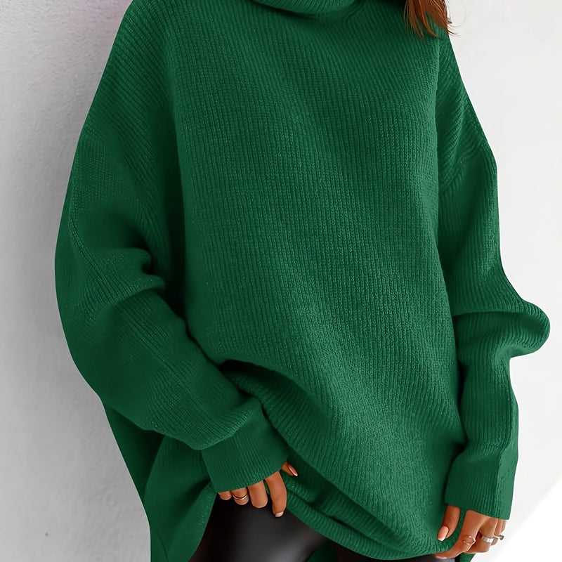 Women's Cozy Oversized Turtleneck Sweater Batwing Chunky