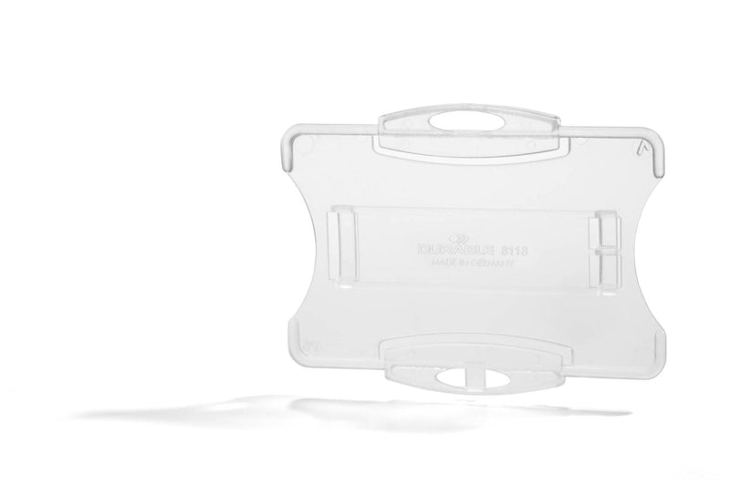 Durable Security Pass Plastic ID Card Holders for Lanyards | 10 Pack | Clear
