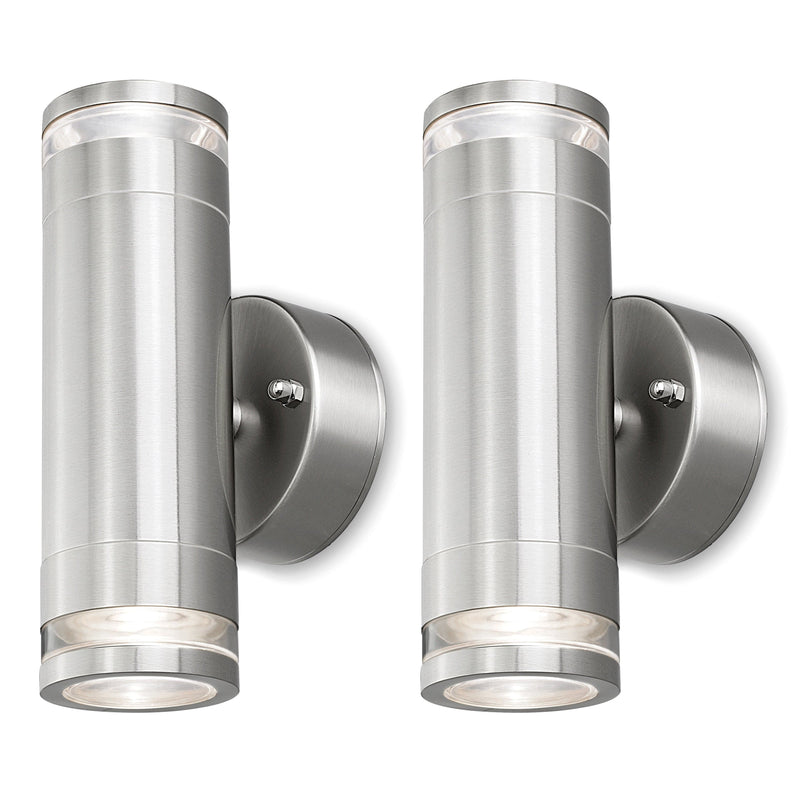 4lite Marinus GU10 Bi-Directional Outdoor Wall Light without PIR - Stainless Steel