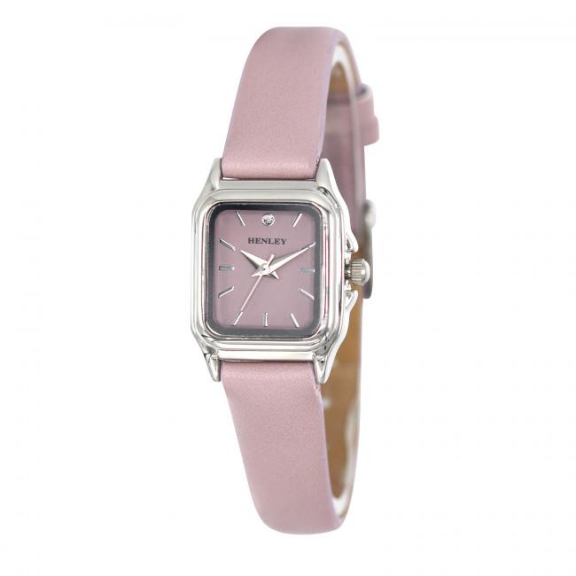 Henley Ladies Petite Rectangular Dial Leather Strap Watch Lavender H06181.7