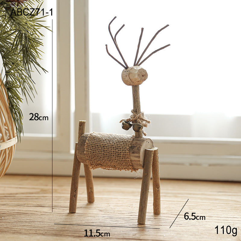 Christmas Decoration Solid Wood Deer Ornaments