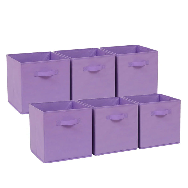 6 Pack Fabric Storage Cube Box - 30cm Foldable Organiser Boxes Home Organisation