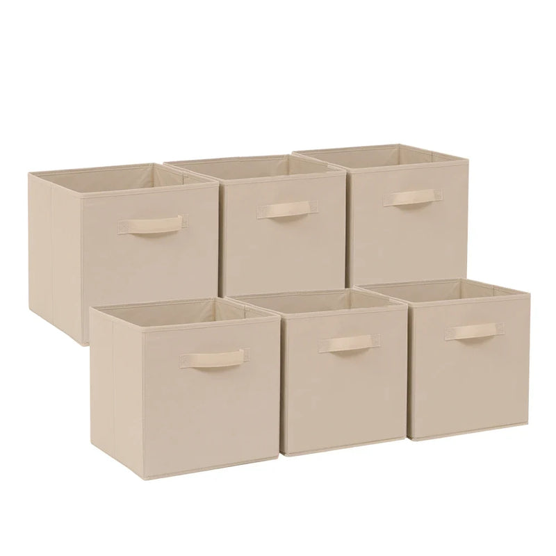 6 Pack Fabric Storage Cube Box - 30cm Foldable Organiser Boxes Home Organisation