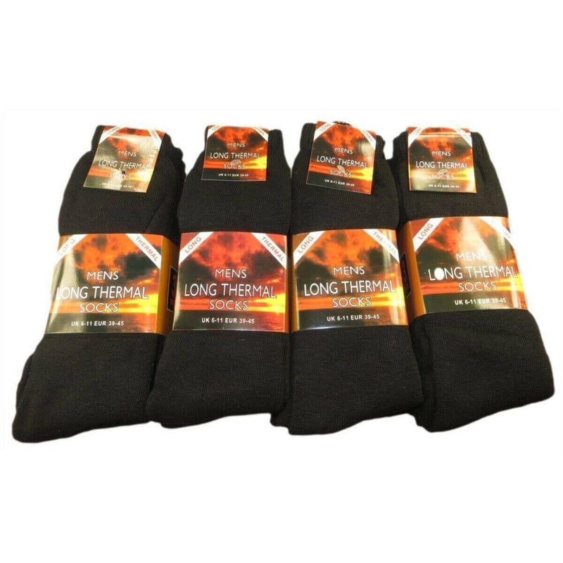 6 Pack Men's Thermal Boot Socks Warm Work Socks Reinforced Heel Toe Support Insulated for Hiking Camping UK 6-11 EUR 39-45 Black Navy Grey by Sock Stack