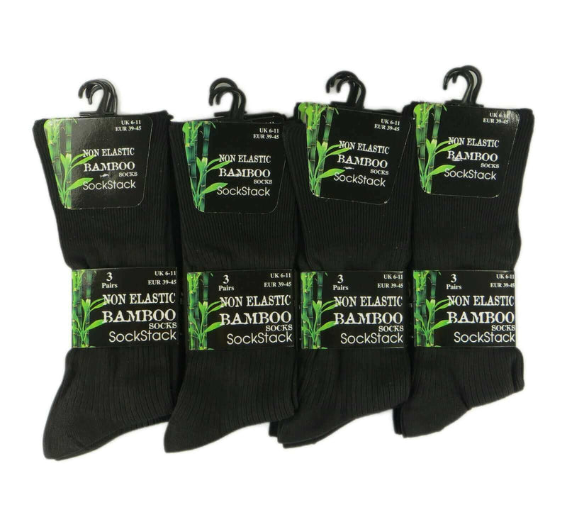 6 Pairs Men's Bamboo Socks Loose Top Soft Grip Anti Bacterial Moisture-Wicking Reinforced Heel and Toe Comfortable Durable UK 6-11 EUR 39-45 by Sock Stack