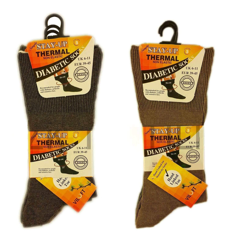 6 Pairs Men's Non-Elastic Diabetic Socks Moisture-Wicking Antibacterial Viloft Blend for Swollen Feet and Improved Circulation UK 6-11 By Sock Stack