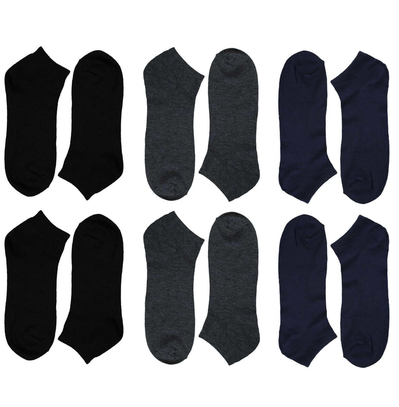 6 Pairs Mens Lightweight Breathable Cotton Blend Ankle Trainer Socks with Arch Support for Running Gym Everyday Wear in Black White Navy Grey Sizes UK 6-11 EUR 39-45 by Sock Stack