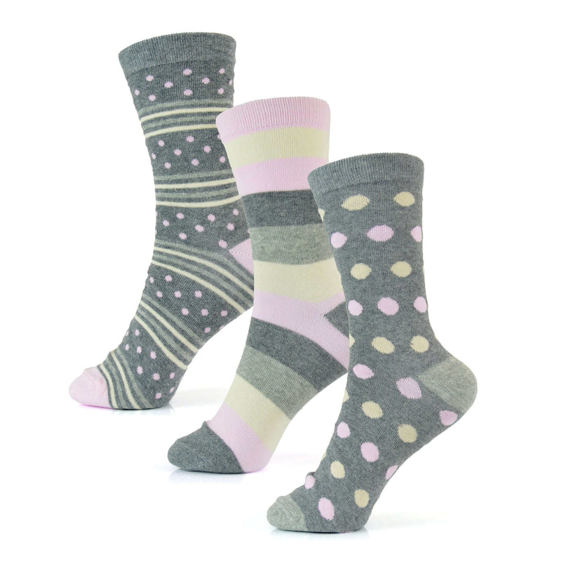 6 Pairs Women's Cotton Rich Socks Fun Designs Stripes Dots Leopard Fox Dog Cat Prints UK 4-7 Breathable Durable by Sock Stack