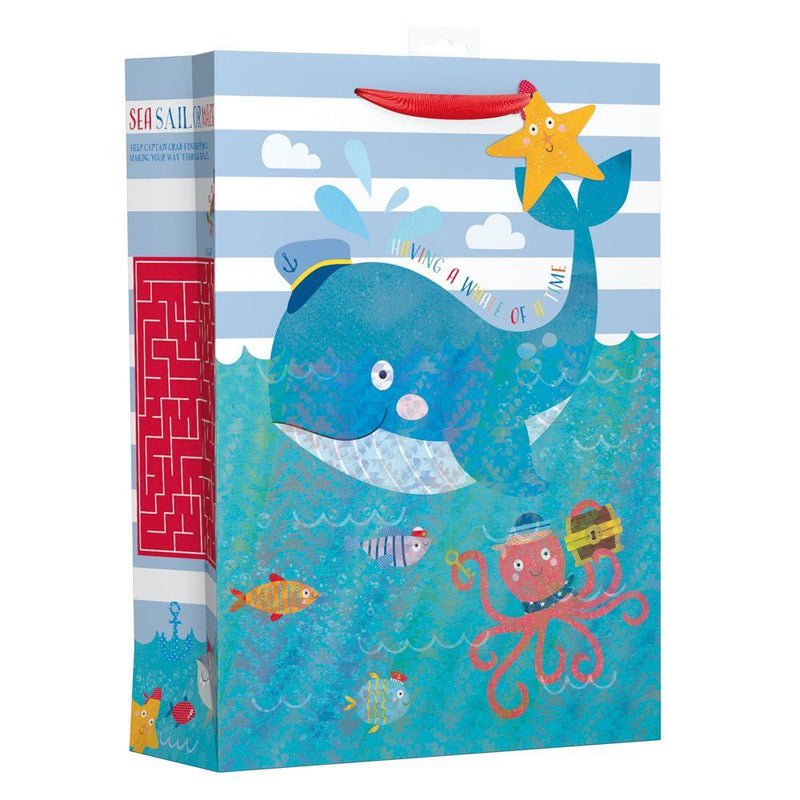 Medium Gift Bag with Whale Design & Fun Games (W215 x H265 x D100 mm)