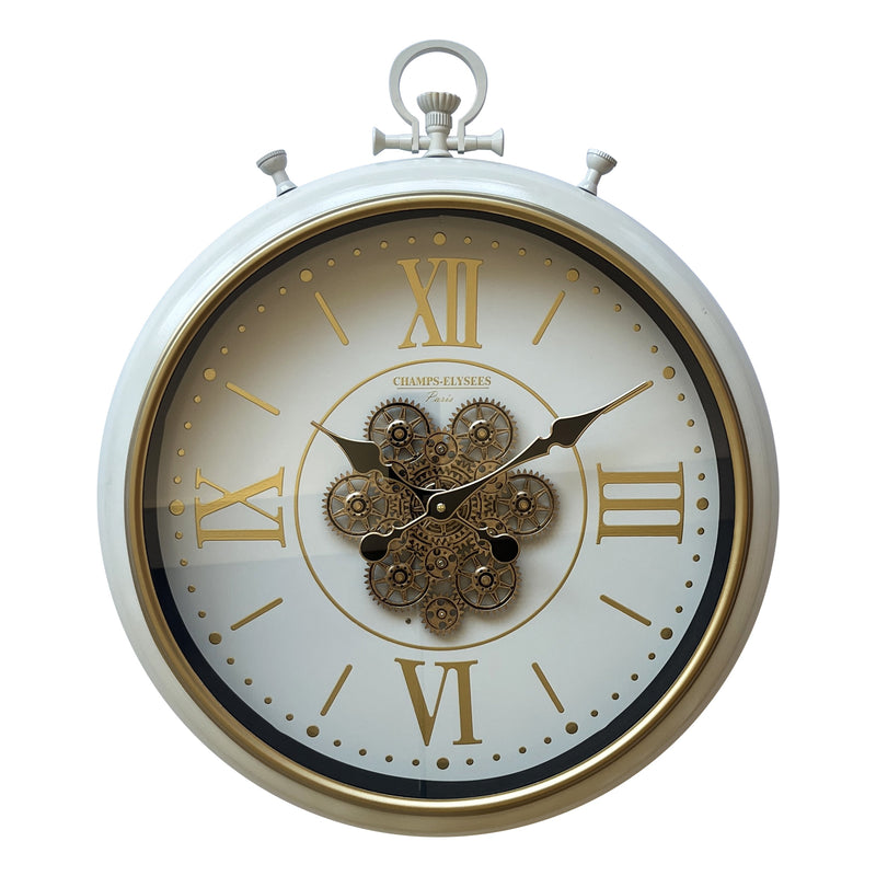 AcaciaHome Durable Gear Wall Clock with Moving Gears, Roman Numerals, Art Deco Skeleton Design, Elegant Home or Office Décor for Living Room, Hallway, Dining Room