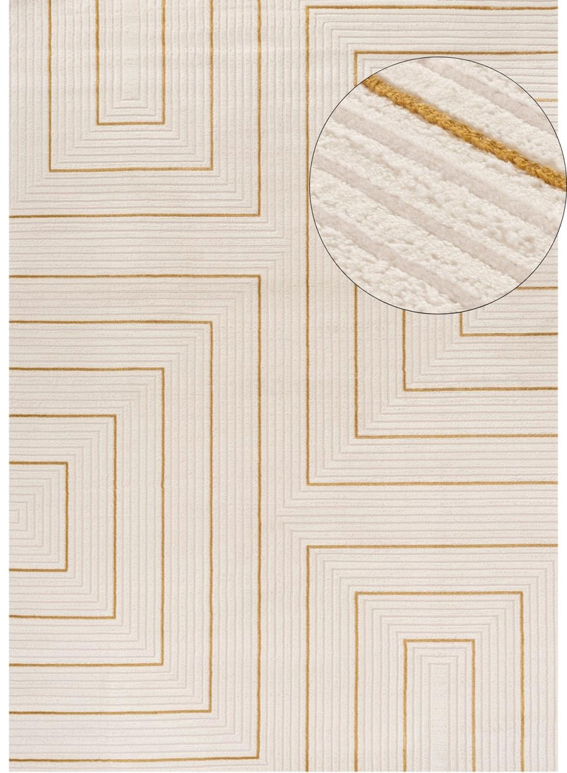 Carmel Cream-Gold Geometric Rug | 6040