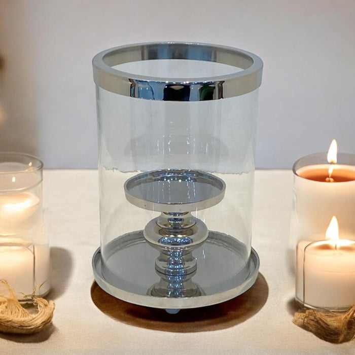 22CM NICKEL PLATED HURRICANE CANDLE HOLDER