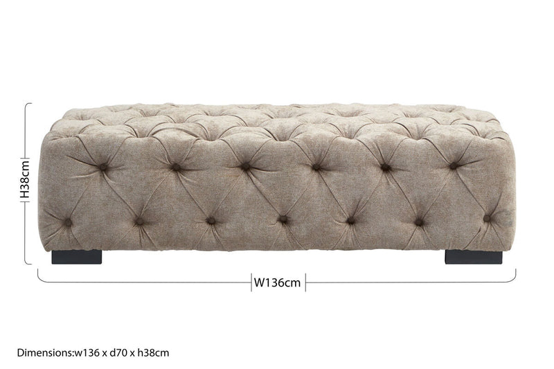 Natural Fabric Tufted Rectangular Footstool | Fenton