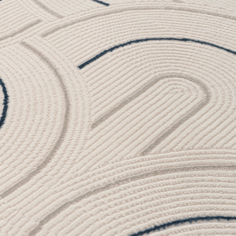 Carmel Cream-Blue Geometric Rug | 6070