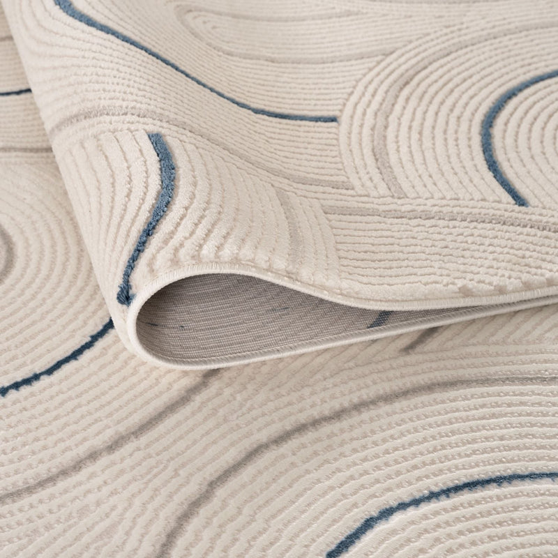 Carmel Cream-Blue Geometric Rug | 6070