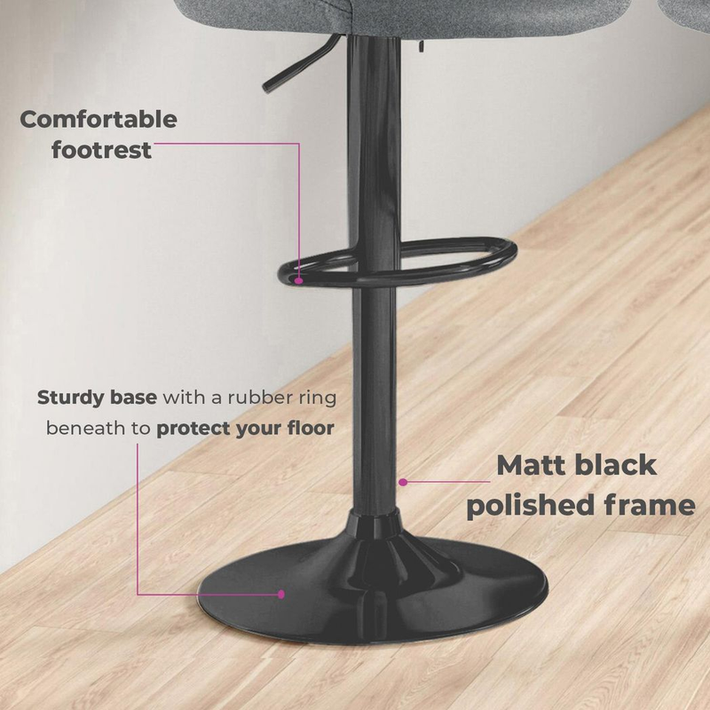 Neo Set of Two Dark Grey Fabric Bar Stools