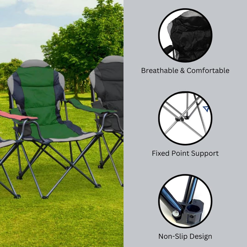 Padded High Back Canvas Chair - Black