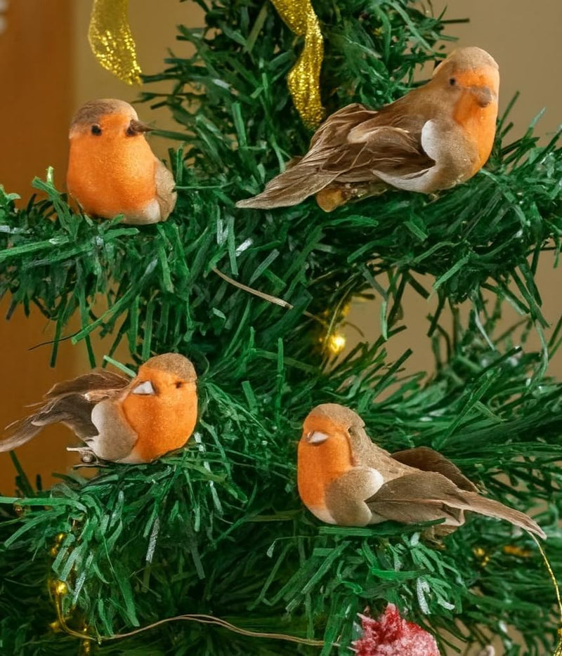 4 Pack Clip-on Robin Decorations