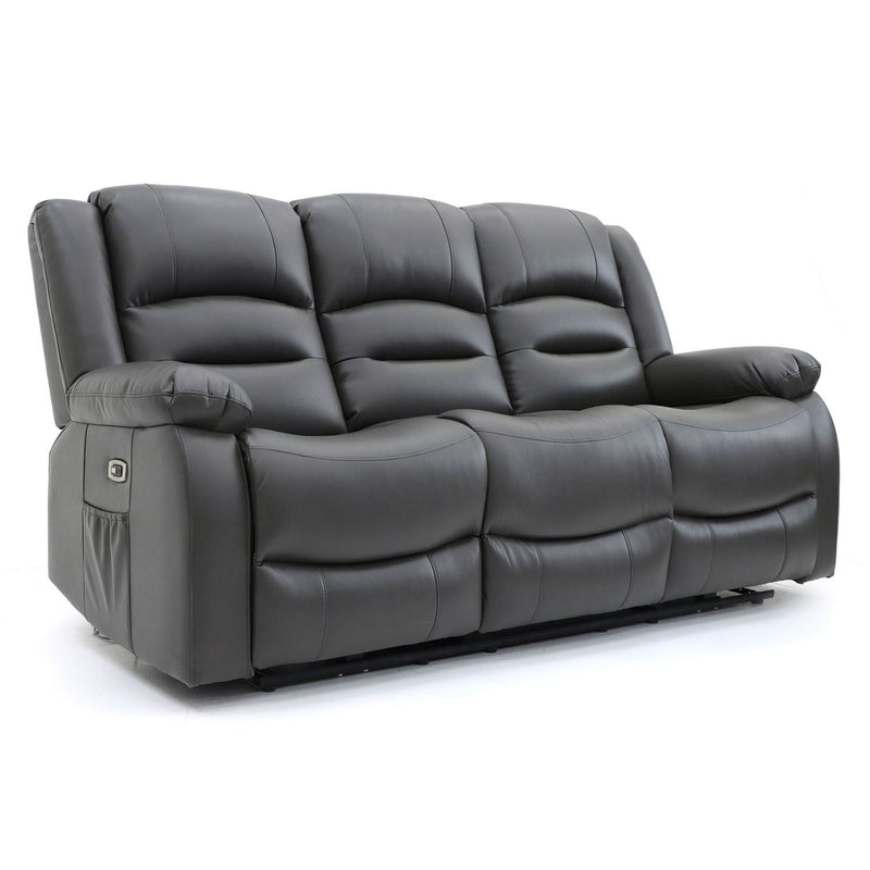 Alva Black 3 Seater Electric Recliner Sofa: USB, Cupholders & Storage