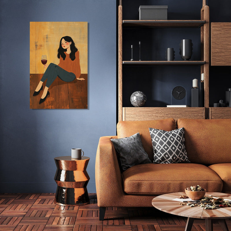 Woman with Wine Canvas