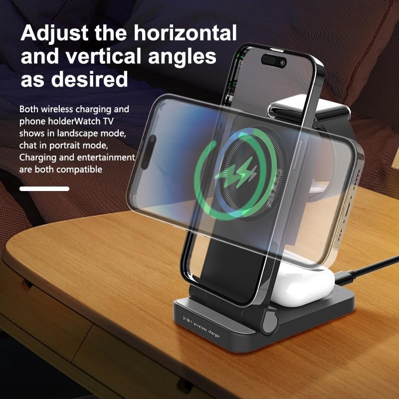 YF-3 15W Magnetic Wireless Charger – 3-in-1 Charging Station for Phone, Watch & AirPods