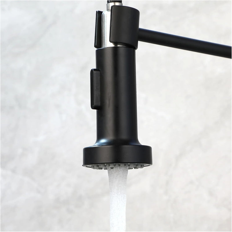 Faucet Black Kitchen Faucet | Pull Down Sprayer | Commercial Spring Sink Faucet | Single Handle Mixer Tap | 360° Swivel