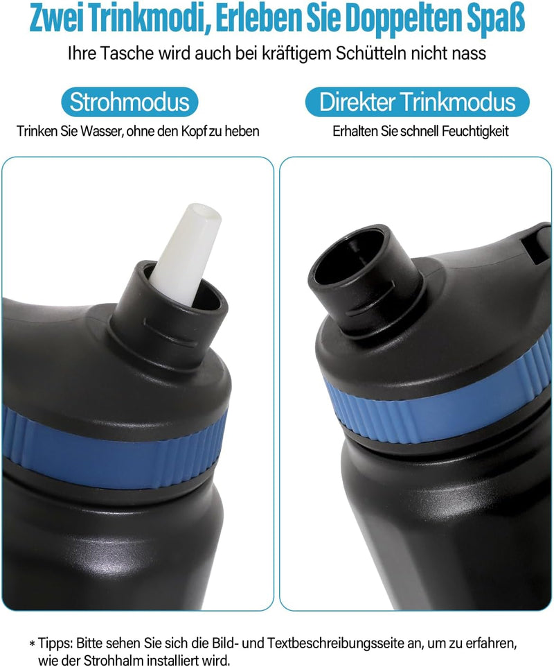 Insulated Water Bottle for Cold Drinks 500ml 800ml Stainless Steel Leak Proof with Straw 3 Interchangeable Silicone Bands BPA Free for Travel (500ml)