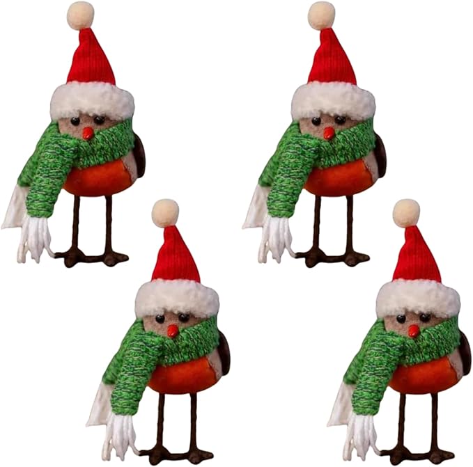 4pc Woodland Robin Christmas Tree Decorations