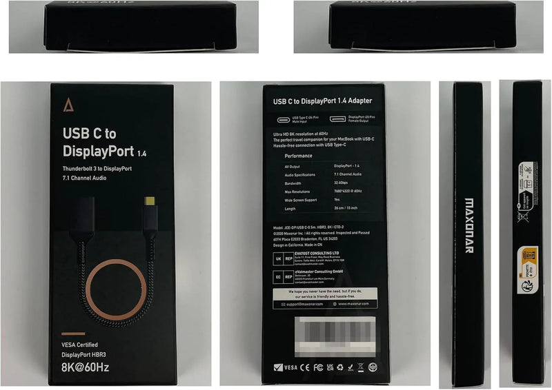 USB C to DisplayPort Adapter 8K@60Hz Thunderbolt 3 to DP Adapter HBR3 Mac & Win