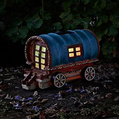 Decorative Solar Light Up LED Fairy Garden Ornament - Caravan