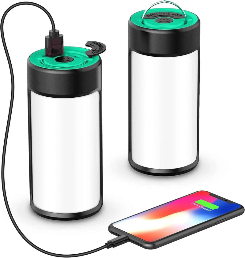 Rechargeable Camping Lights LED 400LM 5 Light Modes also Charges Phones - 2 Pack