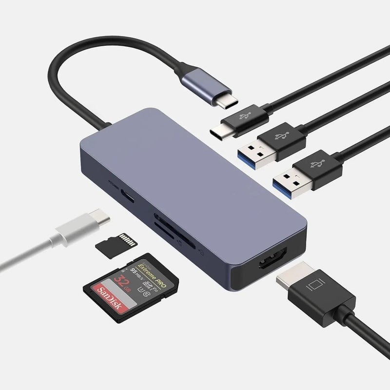 USB C Docking Station 7 IN 1 HDMI 4K USB 3.0 USB-A/C SD/TF Card Reader & More