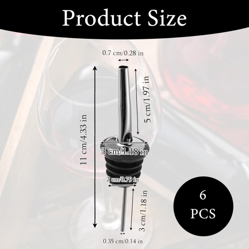 Drink Pourers Stainless Steel with Stoppers for Oil, Whiskey & Cocktails 5PK