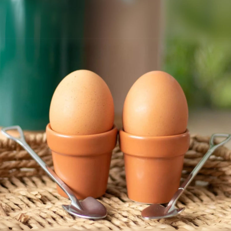 Set of Two Egg Holders & Two Spade Spoons