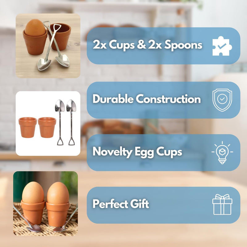 Set of Two Egg Holders & Two Spade Spoons