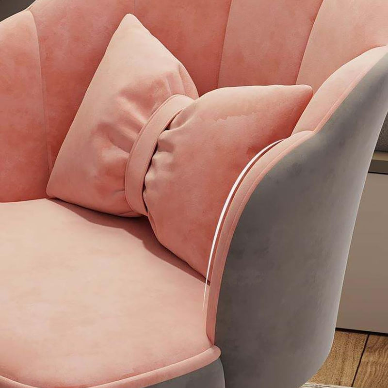 Velvet Vanity Chair Accent Armchair Flower Back Gold Legs Makeup Room Pillow